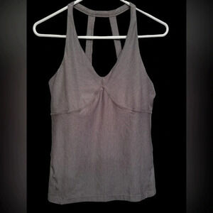 prAna Albia Top in light grey stripe